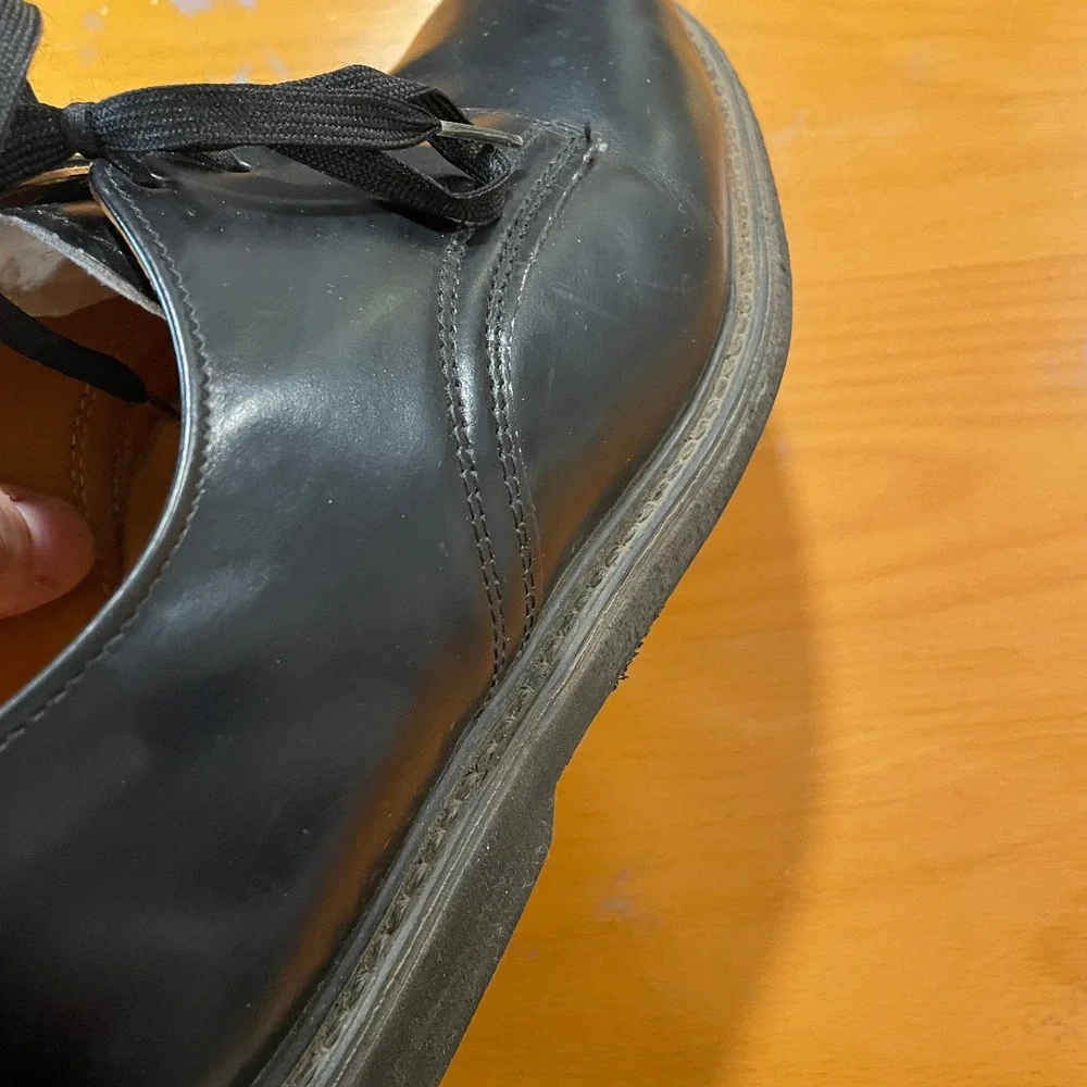 VTG Mens 7.5 Wide Black Leather Oxford Steel Toe Work Safety Shoes Oil Resistant